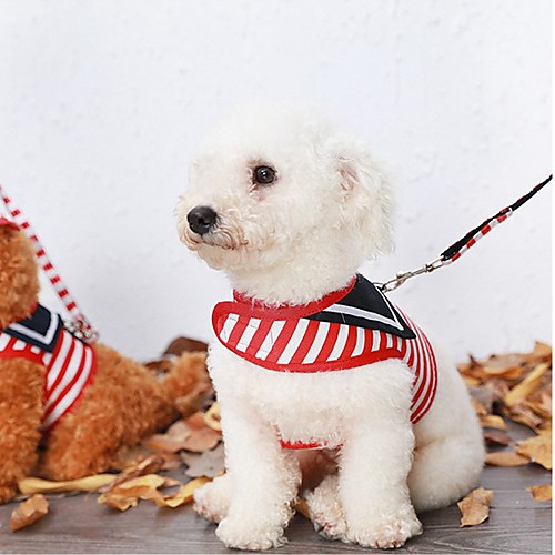 

Cat Dog Harness Leash Adjustable Portable Breathable Foldable Safety Stripes Fabric Nylon Red Blue