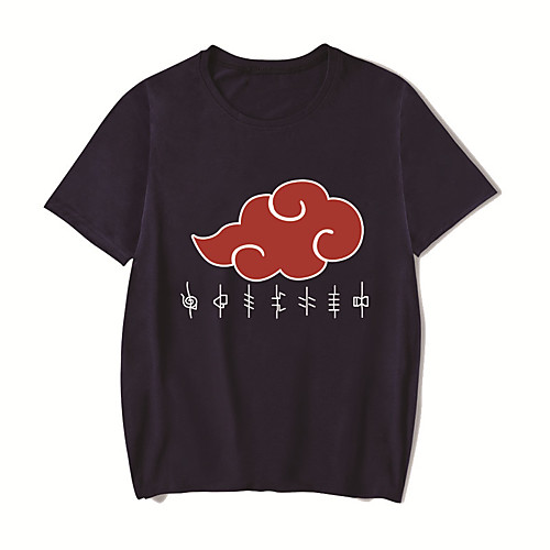

Men's Unisex Tee T shirt Hot Stamping Anime Graphic Prints Plus Size Naruto Print Short Sleeve Casual Tops Cotton Basic Designer Big and Tall White Black Red
