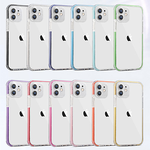 

Contrast Frame Clear Phone Case For iPhone 12 Pro Max 11 Pro Max Shockproof Dustproof Transparent TPU Back Cover