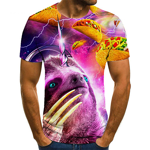 

Men's Unisex Tee T shirt 3D Print Graphic Prints Animal Plus Size Print Short Sleeve Casual Tops Basic Fashion Designer Big and Tall Purple