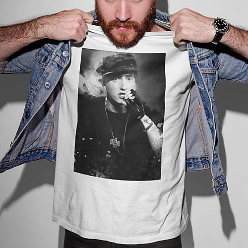 

Men's Unisex Tee T shirt Hot Stamping Graphic Prints Human Plus Size Print Short Sleeve Casual Tops Cotton Basic Vintage Designer Big and Tall White