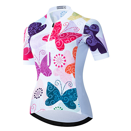 

21Grams Women's Short Sleeve Cycling Jersey Summer Spandex Polyester White Butterfly Bike Jersey Top Mountain Bike MTB Road Bike Cycling Quick Dry Moisture Wicking Breathable Sports Clothing Apparel