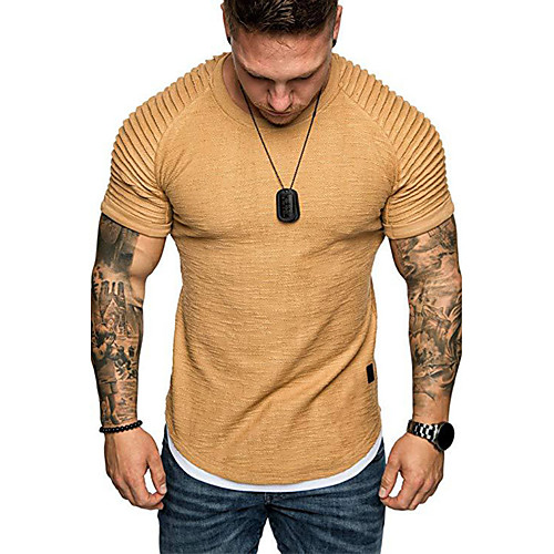 

Men's T shirt Shirt non-printing Solid Colored Solid Color Short Sleeve Casual Tops Casual Vintage Sports White Black Khaki / Summer