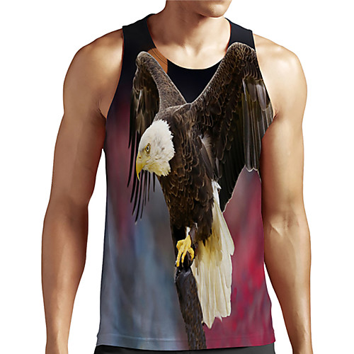 

Men's Unisex Tank Top Undershirt 3D Print Graphic Prints Eagle Animal Plus Size Print Sleeveless Casual Tops Basic Designer Big and Tall Red