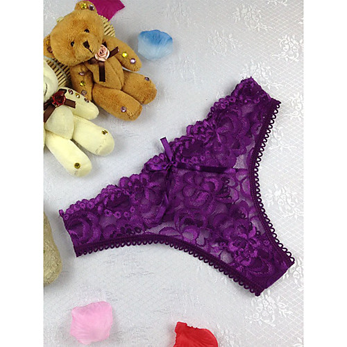 

Women's Lace G-strings & Thongs Panties Micro-elastic Low Waist 1 PC Purple One-Size