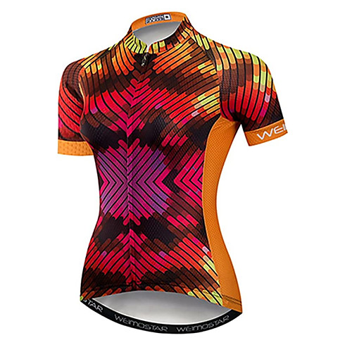 

21Grams Women's Short Sleeve Cycling Jersey Summer Spandex Polyester Red Cat Stripes Bike Jersey Top Mountain Bike MTB Road Bike Cycling Quick Dry Moisture Wicking Breathable Sports Clothing Apparel