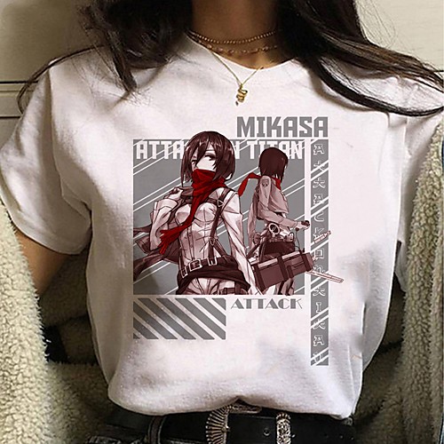 

Inspired by Attack on Titan Cosplay Anime Cartoon Polyester / Cotton Blend Print Harajuku Graphic Kawaii T-shirt For Women's / Men's