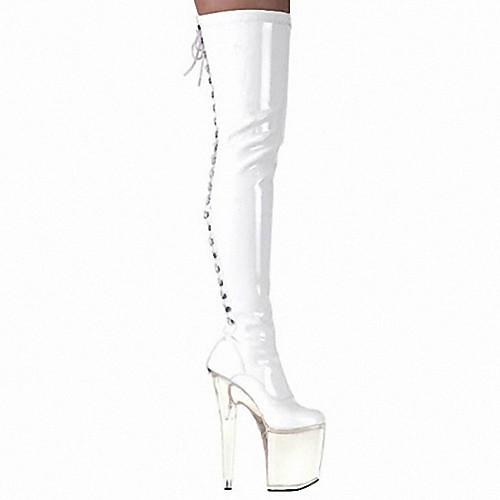 

Women's Boots Sexy Boots Stripper Boots High Heel Round Toe Over The Knee Boots Thigh High Boots PU Lace-up Solid Colored Clear White Black