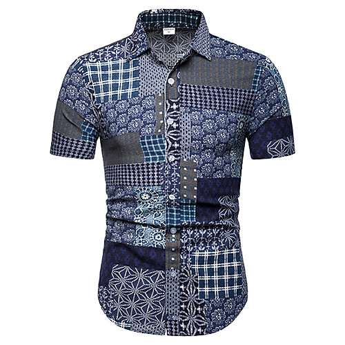 

Men's Shirt Graphic Prints Button-Down Short Sleeve Casual Tops Casual Fashion Breathable Comfortable A B C