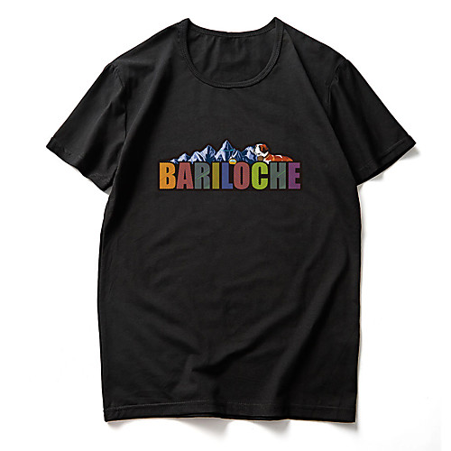 

Men's Unisex Tee T shirt Hot Stamping Graphic Prints Mountain Letter Plus Size Print Short Sleeve Casual Tops Cotton Basic Fashion Designer Big and Tall White Black Light gray