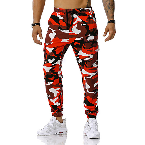 

Men's Casual / Sporty Sports Sport Daily Jogger Tactical Cargo Pants Camouflage Full Length Drawstring Print Blue Red Army Green Orange Navy Blue