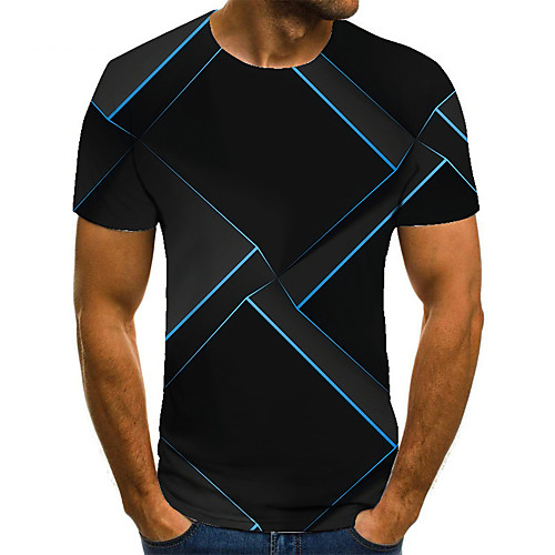 

Men's Unisex Tee T shirt 3D Print Graphic Prints Argyle Plus Size Print Short Sleeve Casual Tops Basic Fashion Designer Big and Tall Black