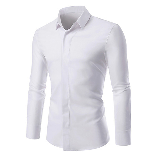 

Men's Shirt Solid Colored Long Sleeve Casual Tops Fashion Button Down Collar White Black Red / Work