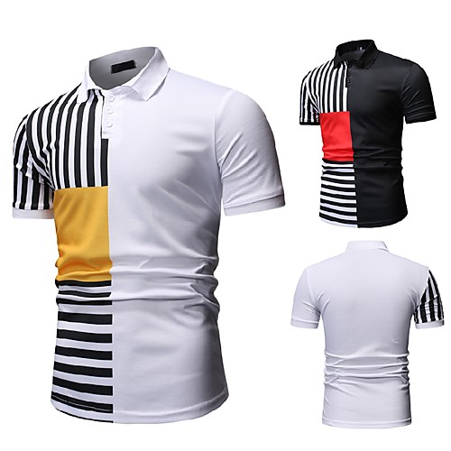 

Men's Golf Shirt Tennis Shirt Other Prints Color Block Short Sleeve Casual Tops Casual White Black / Summer