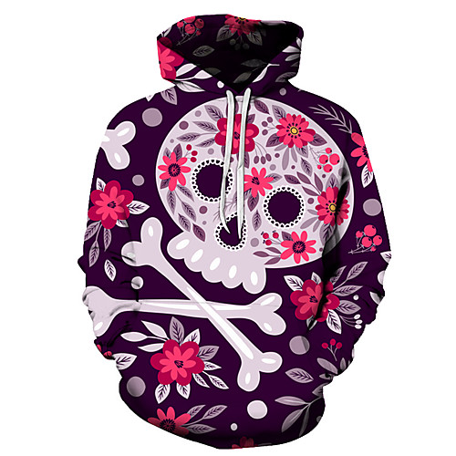 

Men's Unisex Plus Size Pullover Hoodie Sweatshirt Graphic Prints Skull Print Hooded Casual Daily Holiday 3D Print Basic Designer Hoodies Sweatshirts Long Sleeve Blue Purple Yellow