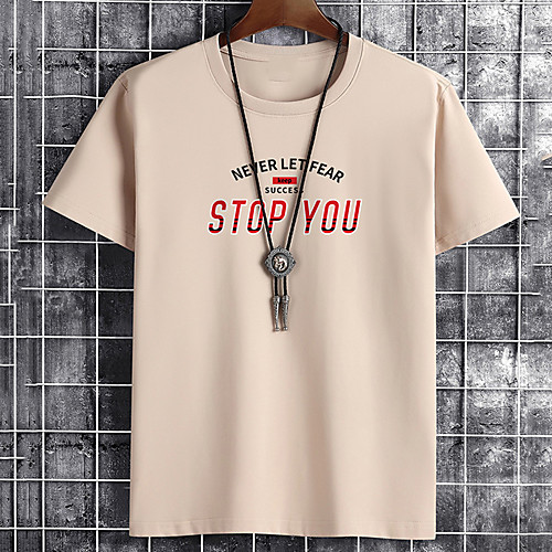 

Men's Unisex Tee T shirt Hot Stamping Graphic Prints Letter Plus Size Print Short Sleeve Casual Tops Cotton Basic Fashion Designer Big and Tall White Black Khaki