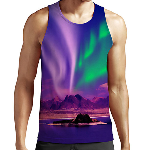 

Men's Unisex Tank Top Undershirt 3D Print Scenery Graphic Prints Plus Size Print Sleeveless Casual Tops Basic Fashion Designer Breathable Purple