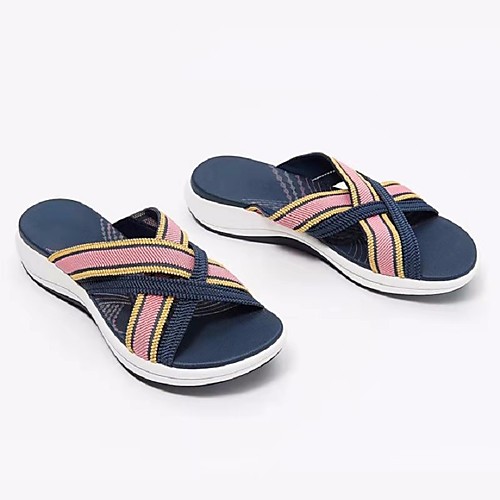 

Women's Sandals Outdoor Slippers Wedge Heel Round Toe Synthetics Black Blue Pink