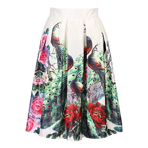 

Women's Date Vacation Basic Streetwear Skirts Floral / Botanical Tulle Pleated Print White