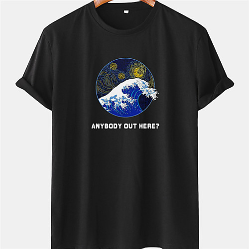 

Men's Unisex Tee T shirt Hot Stamping Graphic Prints Spray Plus Size Short Sleeve Casual Tops 100% Cotton Basic Designer Big and Tall Black Blue Yellow