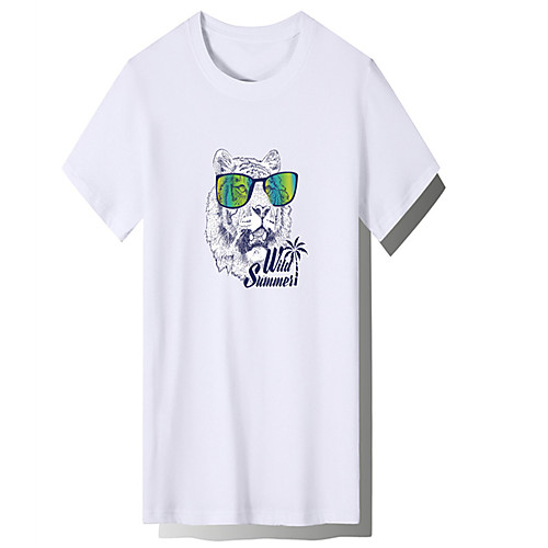 

Men's Unisex Tee T shirt Hot Stamping Graphic Prints Tiger Animal Plus Size Print Short Sleeve Casual Tops Cotton Basic Fashion Designer Big and Tall White Black Light gray
