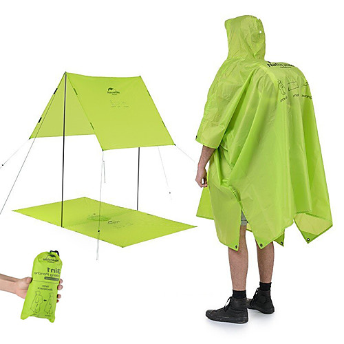 

Naturehike Unisex 3 in 1 Rain Poncho Tarp Canvas Waterproof Multifunctional Lightweight Jacket Rain Jacket Outdoor Portable Windproof Quick Dry Raincoat with Cap Top Climbing Cycling Traveling Beach