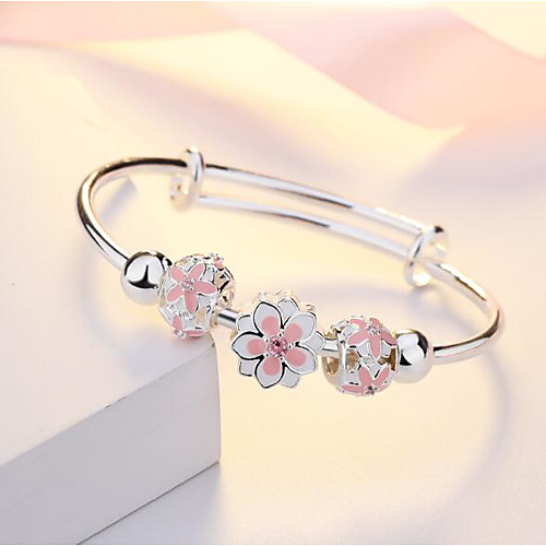 

Women's Bracelet Pendant Bracelet 3D Flower Fashion Copper Bracelet Jewelry Silver For Christmas Party Evening Gift Date Festival / Silver Plated