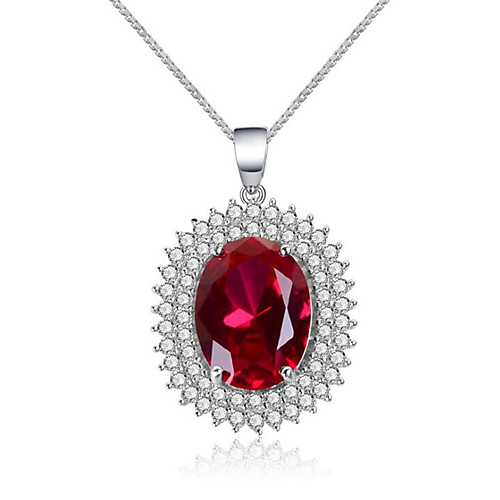 

Women's Red Ruby Pendant Necklace Classic Flower Fashion Copper Red 455 cm Necklace Jewelry 1pc For Anniversary Party Evening Birthday Party Festival