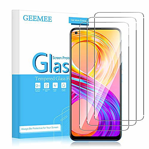 

geemee for realme 8 4g / realme 8 pro (6.4 ) armored glass protective film, 3 pieces 9h film hardness tempered protective glass high sensitivity armored glass screen protector