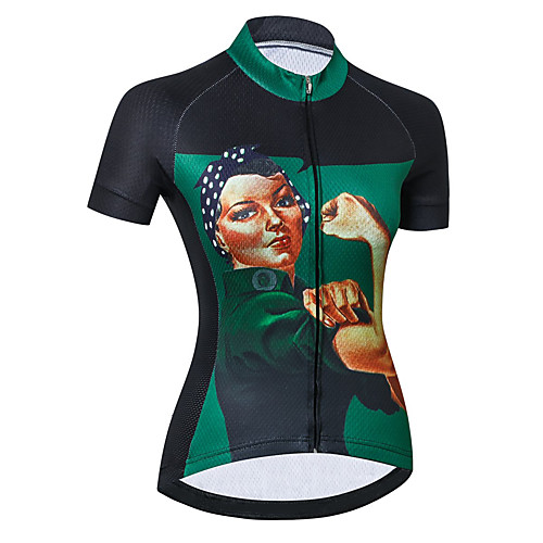 

21Grams Women's Short Sleeve Cycling Jersey Summer Spandex Polyester Black / Green Bike Jersey Top Mountain Bike MTB Road Bike Cycling Quick Dry Moisture Wicking Breathable Sports Clothing Apparel