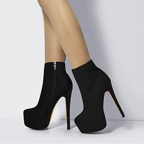 

Women's Boots Stiletto Heel Round Toe Booties Ankle Boots Satin Solid Colored Red Black / Knee High Boots