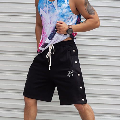 

Men's Casual / Sporty Streetwear Breathable Soft Daily Sports Chinos Shorts Bermuda shorts Pants Letter Knee Length Drawstring Elastic Waist Side Button Black Grey / Summer