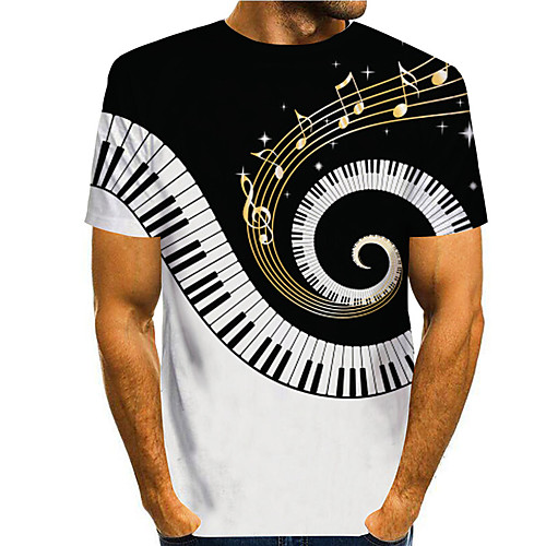 

Men's Tee T shirt Shirt 3D Print 3D Musical Instrument Print Short Sleeve Daily Tops Casual Designer Big and Tall Round Neck Black / White / Summer