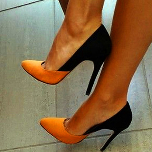 

Women's Heels Stiletto Heel Pointed Toe Satin Color Block Black