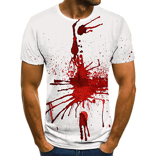 

Men's Unisex Tee T shirt 3D Print Graphic Prints Blood stains Plus Size Print Short Sleeve Casual Tops Basic Fashion Designer Big and Tall White