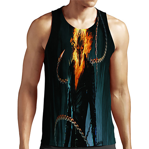 

Men's Unisex Tank Top Undershirt Shirt 3D Print Graphic Prints Skull Plus Size Print Sleeveless Casual Tops Basic Designer Big and Tall Round Neck Black / Summer