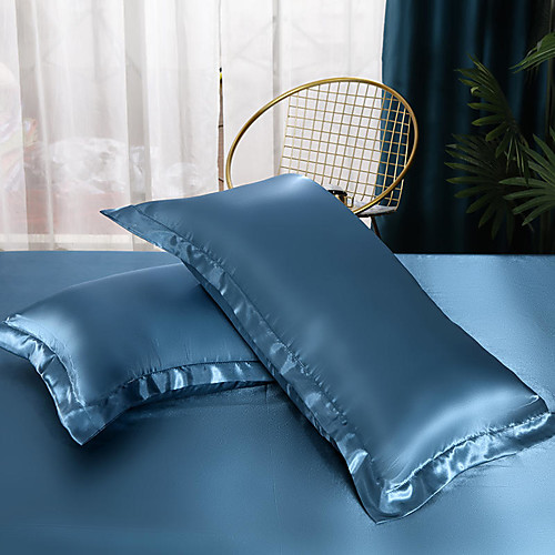 

Quality 2pc Set of Pillow Cases Refreshing Ice Silk Soft Comfortable Decoration /2PCS Home Office Pillowcase Living Room Bedroom Sofa Cushion Cover