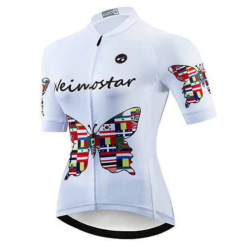 

21Grams Women's Short Sleeve Cycling Jersey Summer Spandex Polyester White Butterfly National Flag Bike Jersey Top Mountain Bike MTB Road Bike Cycling Quick Dry Moisture Wicking Breathable Sports