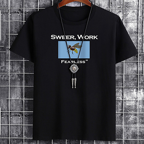 

Men's Unisex Tee T shirt Hot Stamping Graphic Prints Bee Letter Plus Size Print Short Sleeve Casual Tops Cotton Basic Fashion Designer Big and Tall White Black