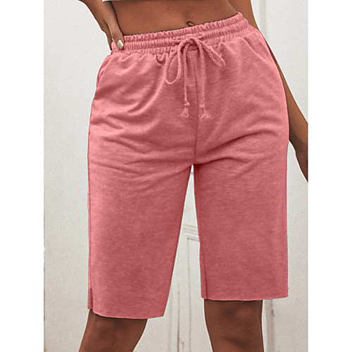 

Women's Simple Casual / Sporty Comfort Cotton Holiday Weekend Shorts Pants Plain Short Novelty Drawstring Pocket Blushing Pink