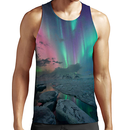 

Men's Unisex Tank Top Undershirt 3D Print Scenery Graphic Prints Plus Size Print Sleeveless Casual Tops Basic Fashion Designer Breathable Blue