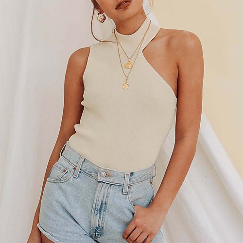 

2021 european and american women's new amazon aliexpress knitted ins slim vest one-piece delivery t1221