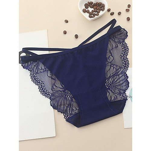 

Women's Lace Brief Micro-elastic Low Waist 1 PC Blue One-Size