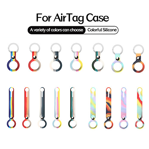 

Gradient Rainbow Color Silicone Case For Apple AirTags 2021 Portable Protector Anti-Scratch Lightweight Protective Skin Cover for AirTages Key Finder Keychain Accessory