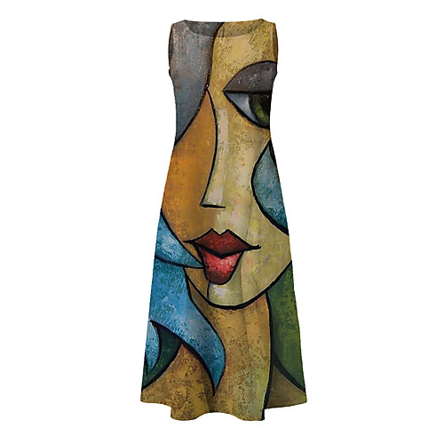 

Women's Shift Dress Maxi long Dress Yellow Sleeveless Solid Color Summer Casual / Daily 2021 S M L XL 2XL 3XL