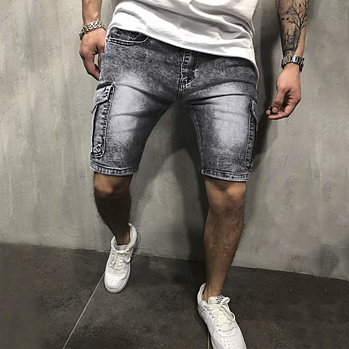 

Men's Shorts Jeans Pants Solid Color Gray