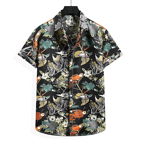 

Men's Shirt Graphic Short Sleeve Casual Tops Simple Black Navy Blue