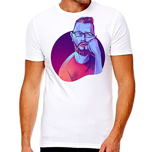 

Men's Unisex Tee T shirt Hot Stamping Graphic Prints Character Plus Size Print Short Sleeve Casual Tops Cotton Basic Designer Big and Tall White