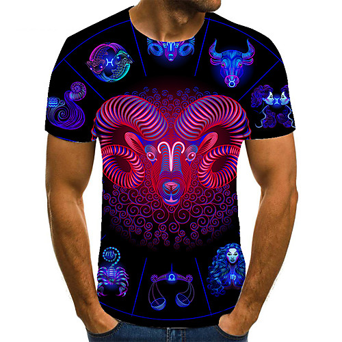 

Men's Unisex Tee T shirt 3D Print Graphic Prints Cow Plus Size Print Short Sleeve Casual Tops Basic Fashion Designer Big and Tall Blue