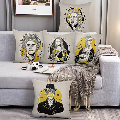 

Double Side Cushion Cover 5PC Soft Decorative Square Throw Pillow Cover Cushion Case Pillowcase for Sofa Bedroom Superior Quality Machine Washable